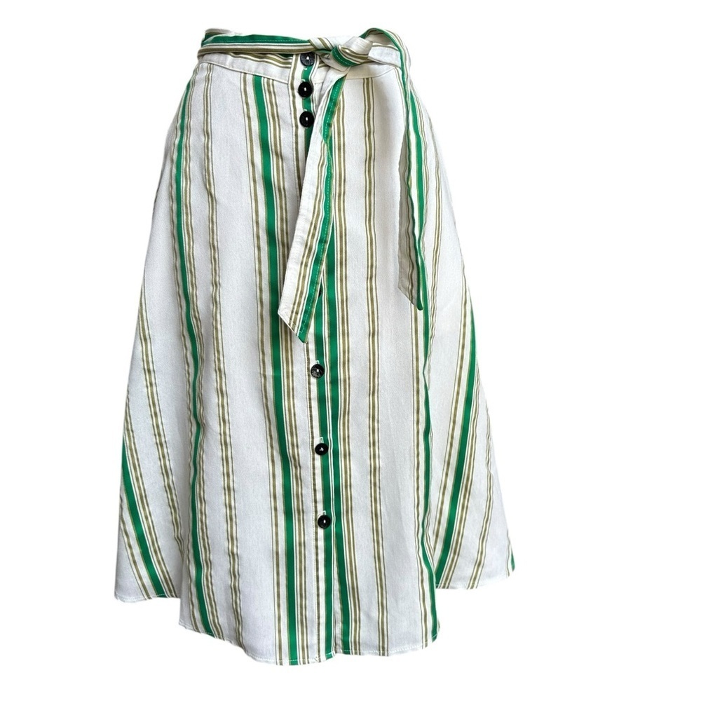 Hutch Anthropologie Baracoa Striped Button-Down Midi A-Line Skirt Size 2 Coastal - Picture 4 of 10